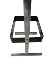 Four Mid-Century Modern Bar Stools with Black Leather Seats, 1970s